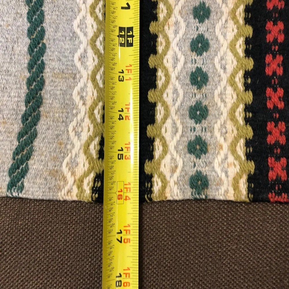 Vintage Scandinavian Table Runner Hand Woven Folk Art Wool 38x16 Nordic Kilim